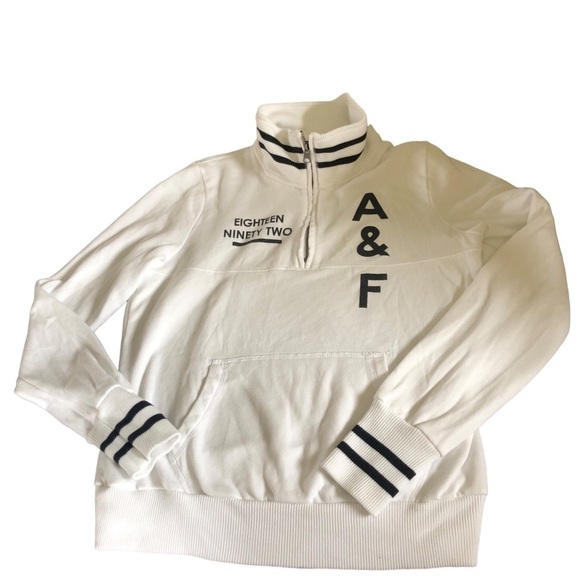 Abercrombie & Fitch New York Eighteen Ninety Two Half Zip Pullover L White Black - Picture 5 of 10